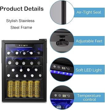 Antarctic Star Wine Cooler Cabinet Beverage Refrigerator 2.4 Cu. ft