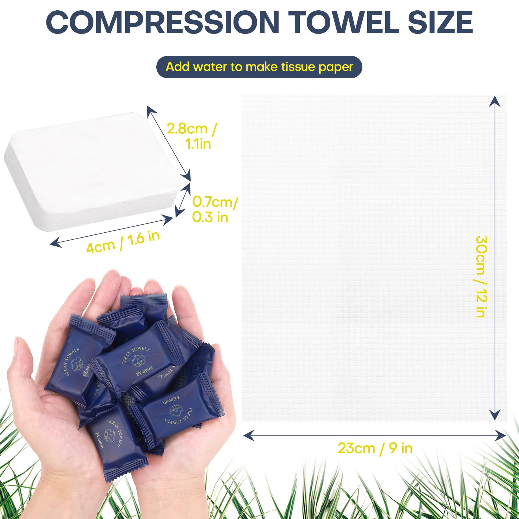 Jednorazowy Ręcznik Kompresowany, Duży Compressed Towel, Gęsta Ściereczka do Twarzy, Przenośna Ściereczka Bawełniana Wielokrotnego Użytku do Podróży,Turystyki Pieszej(Ciemnoniebieski 20 Sztuk)