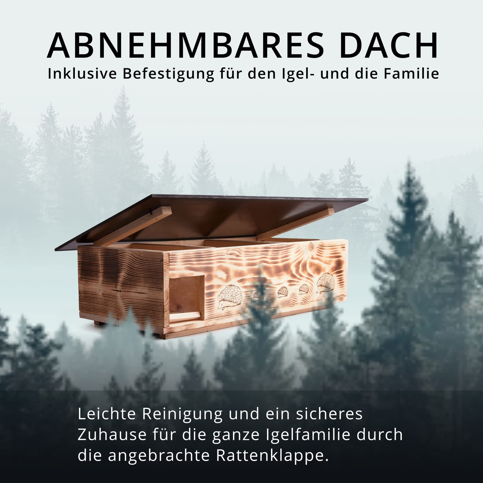 XXXL Igelhaus Neu (IG6) Igelhütte - Igelhaus mit Labyrintheingang und Rattenklappe - mit Boden und Abnehmbarer Dachöffnung zur leichteren Reinigung - inc. 2 Futterschalen