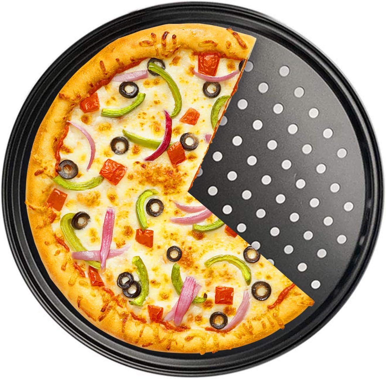SHAFIRE Carbon Steel Pizza Baking Pan - 1 Piece