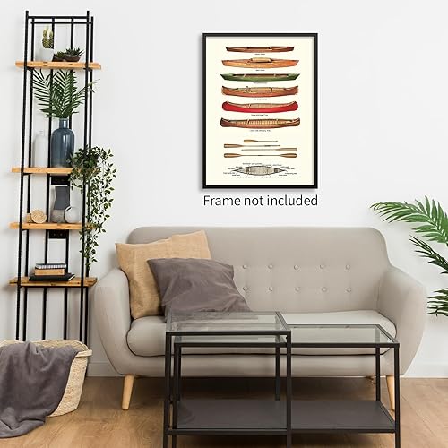 Miniatura 3 de Póster retro de canoa para pared, diseño vintage para exteriores, para hombre, cueva, oficina, habitación, lago, casa, cabaña, 16 x 24 pulgadas, sin