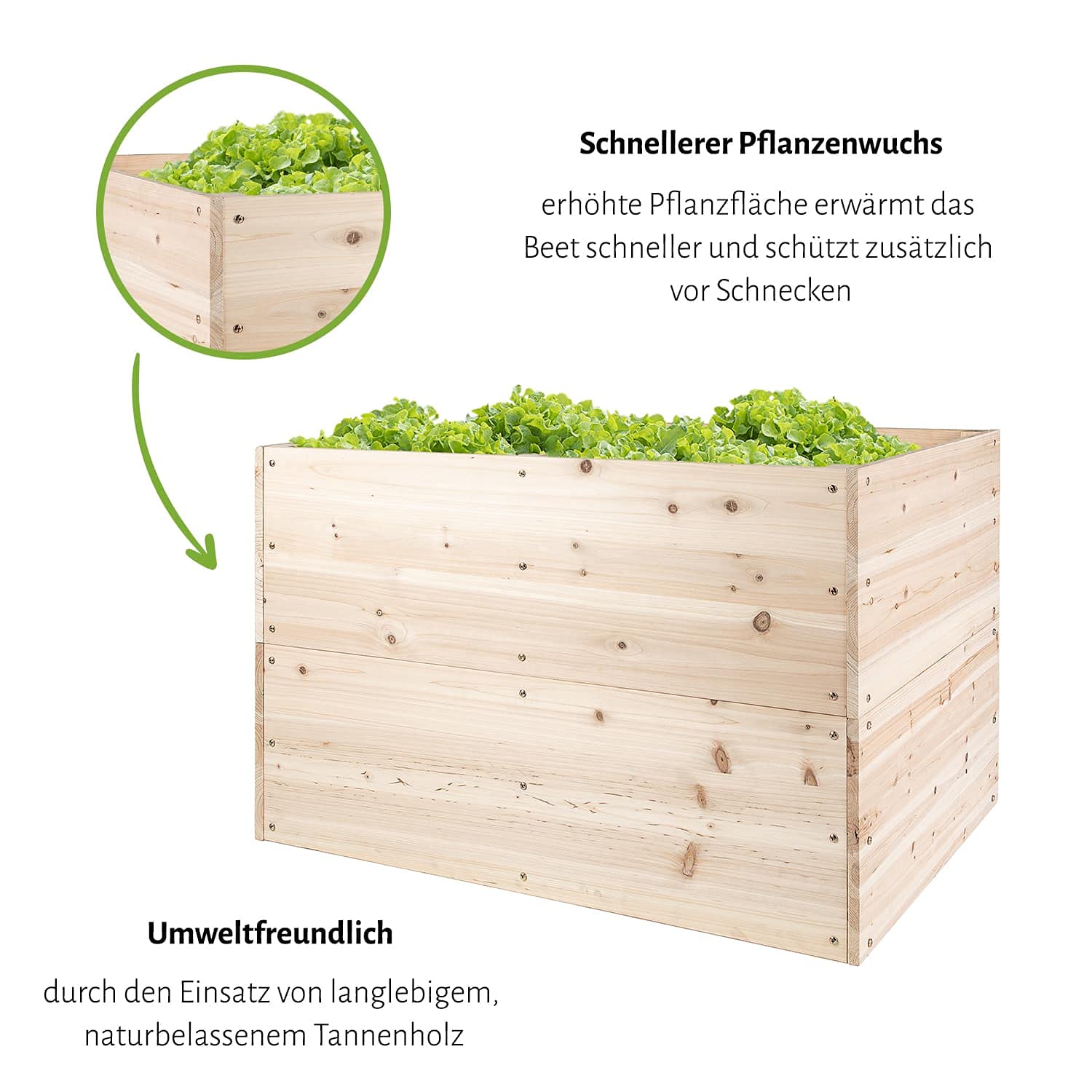 empasa Hochbeet Blumenkasten Kräuterbeet Frühbeet Pflanzkübel Pflanzkasten aus Holz für Garten, Balkon und Terrasse, Ausführung:KUUBI L - 117 x 77 x 78 cm
