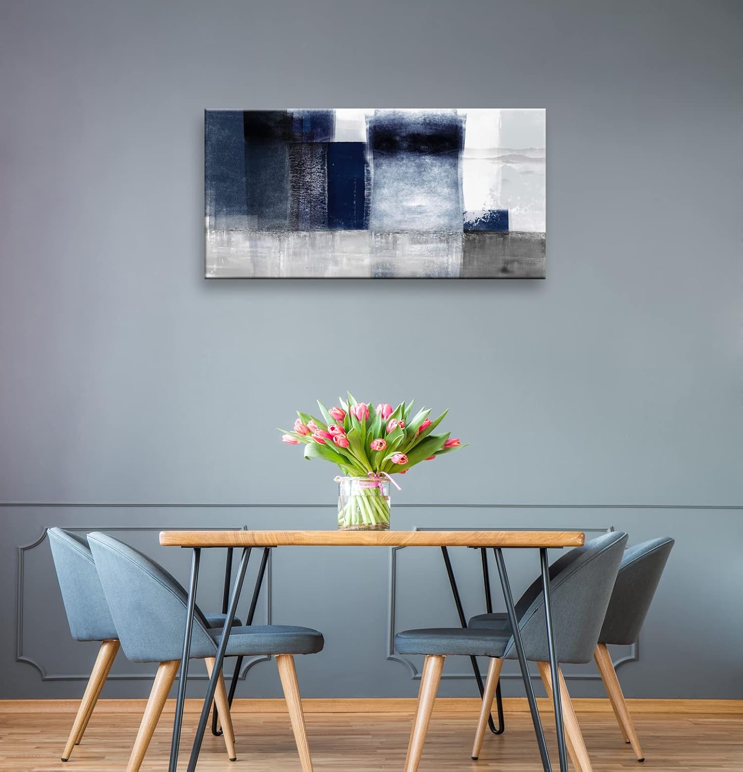 Abstract Artwork for Wall Decor Blue and Gray Abstract Wall Art Canvas Prints for Living Room Bedroom Office Wall Decor Home Decor Canvas Wall Art Poster Print Size:20x40inch 20x40inch Gray abstract