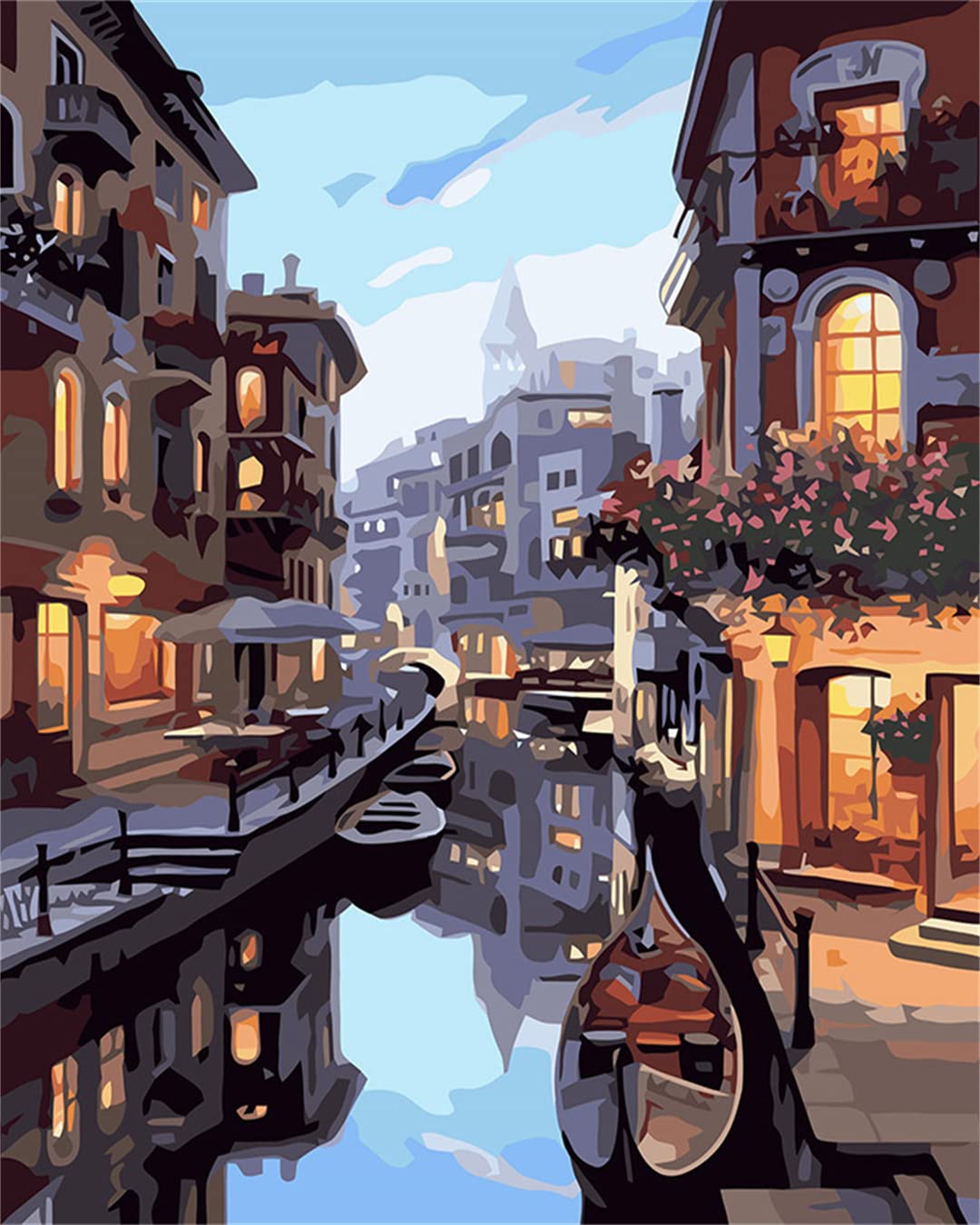 CaptainCrafts Paint by Numbers, Painting by Number for Adult Have Paintbrushes Acrylic Pigment 16x20 Inch House Art Deco Crafts (Frameless, Gondola Love Water City)