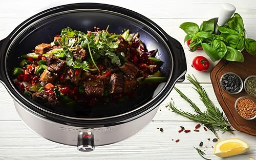 Miniatura 4 de Courant Ovalada olla de cocción lenta con opciones fáciles de 7 cuartos de galón, apto para lavavajillas, acero inoxidable