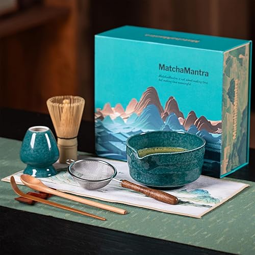 Artisan Matcha - Juego de 8 batidores de matcha prémium con cuenco (chawan), batidor de bambú y herramientas, kit de matcha para hacer desayunocafé