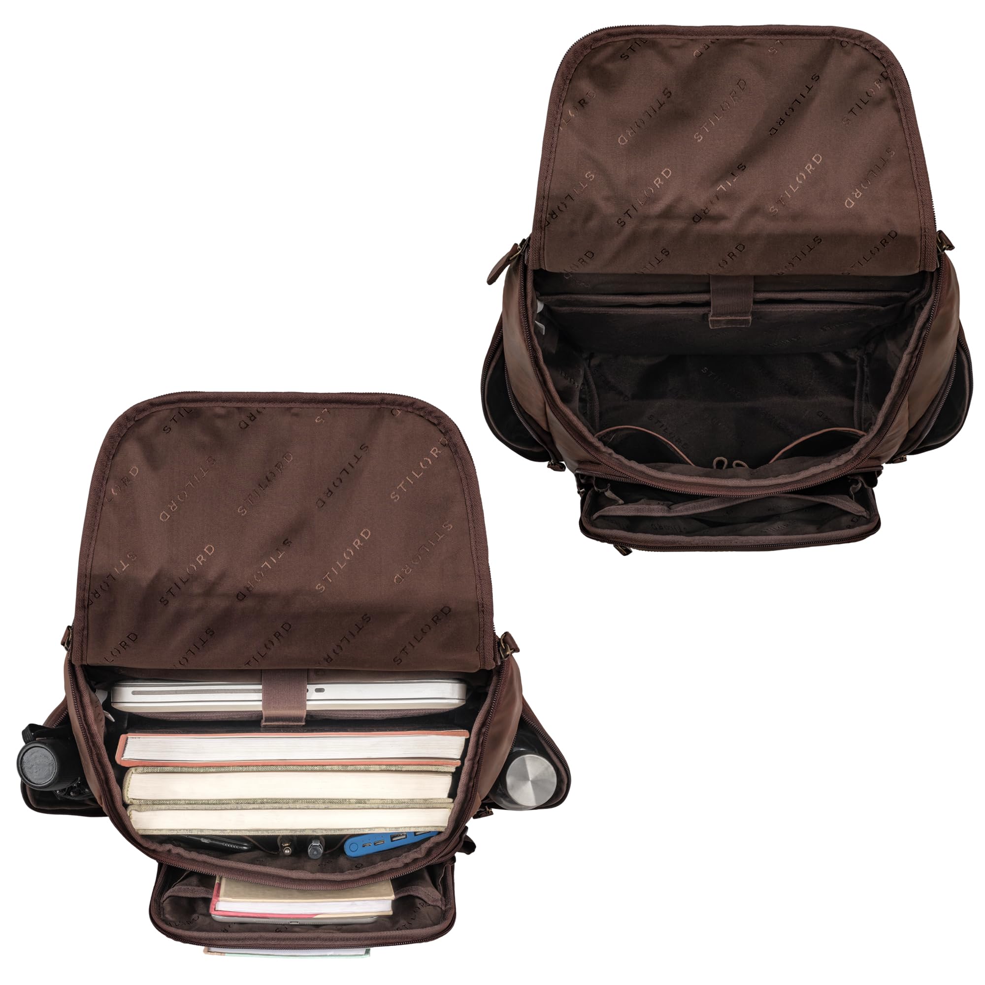 STILORD 'Reggie' XL Leder Rucksack Herren Laptop Rucksack 15-17 Zoll Business Backpack Groß Atmungsaktiv Lederrucksack Vintage für Reisen Arbeit Büro