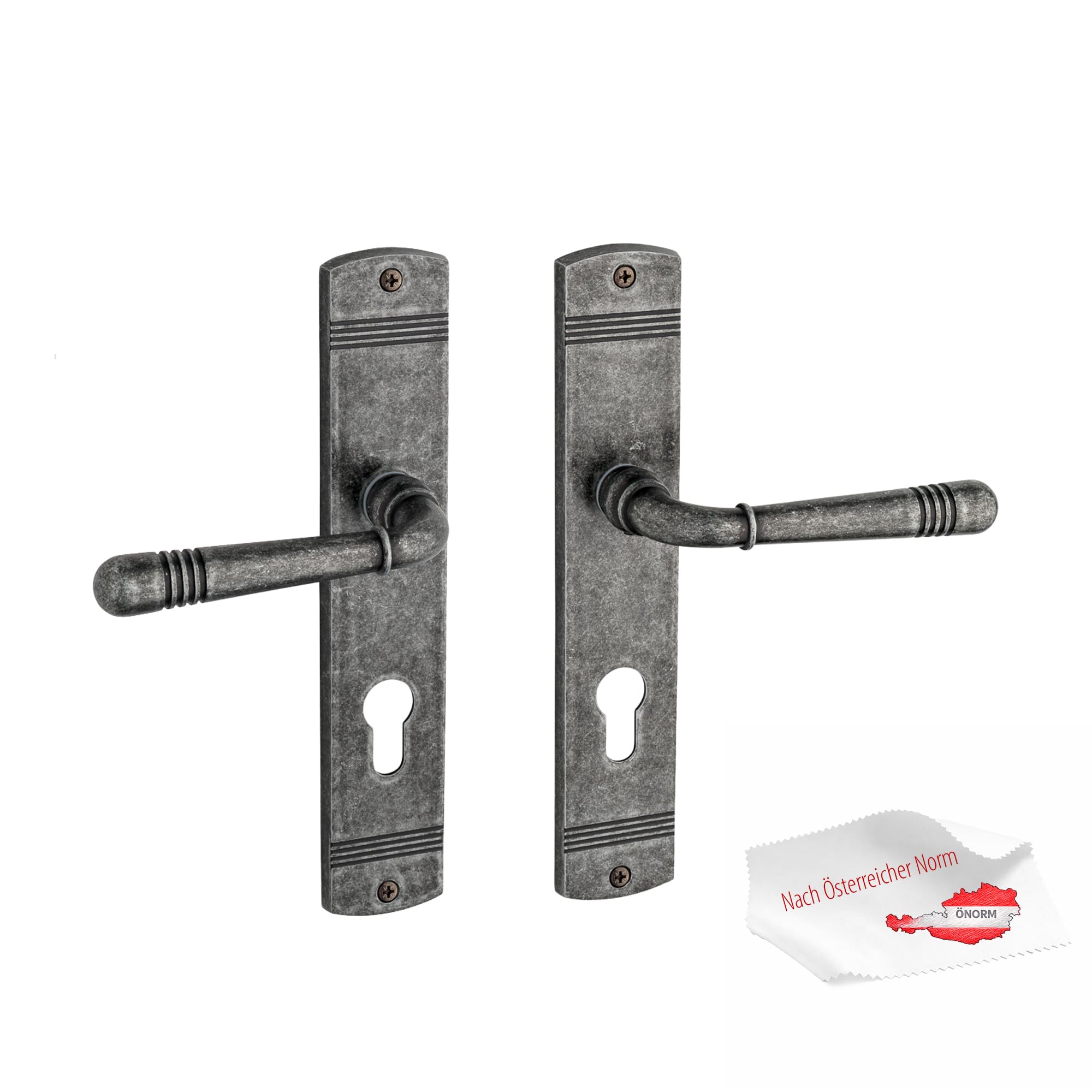 Beschläge Hamburg Türbeschlag EMILY ART 70-09Z DAS PZ – Türklinke in Dark Antique Steel, 88 mm Profilzylinder, Drückergarnitur für Innentüren – NUR für ÖNORM/ÖSTERREICH