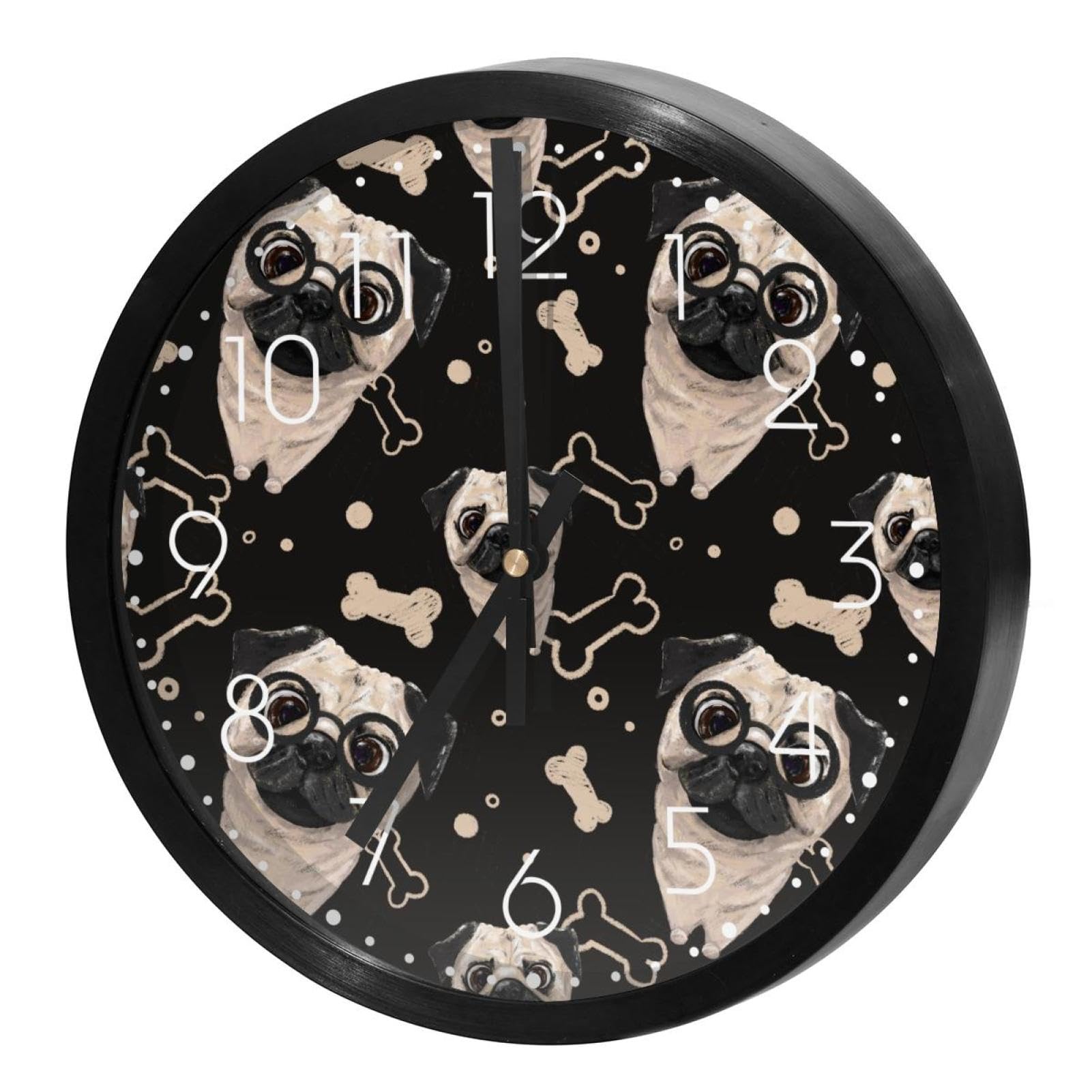 Horloge murale silencieuse sans tic-tac pour chambre - Cadran Carlin à quartz rond