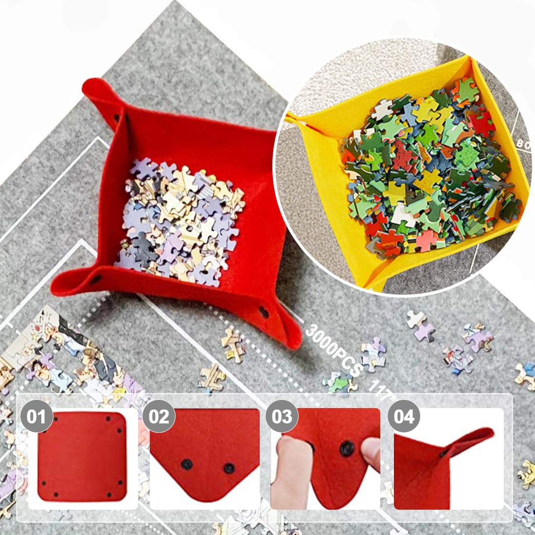 Tapis Puzzle 3000 Pièces Rouleau Feutre Avec Tube Gonflable - Boîte Cadeau Pour Amateurs De Puzzles