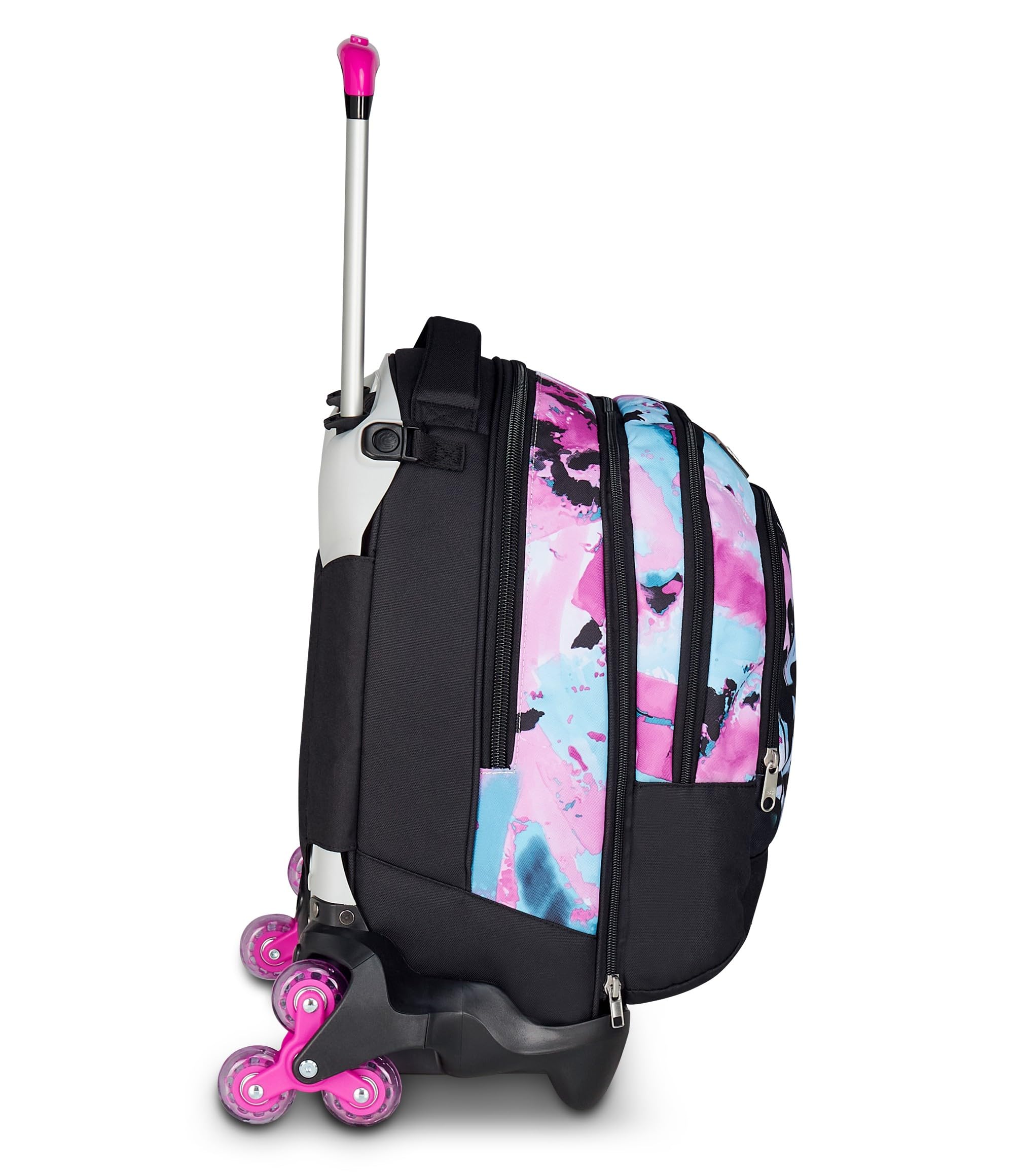 Seven Trolley Scuola Jack 3 Ruote Detach, Azzurro Fucsia, Zaino Con Carrello Sganciabile da 37 L Tasca Borraccia, Zainetto Staccabile, Multiuso e Spazioso, Scuola Elementare e Media, Zaino Bambina