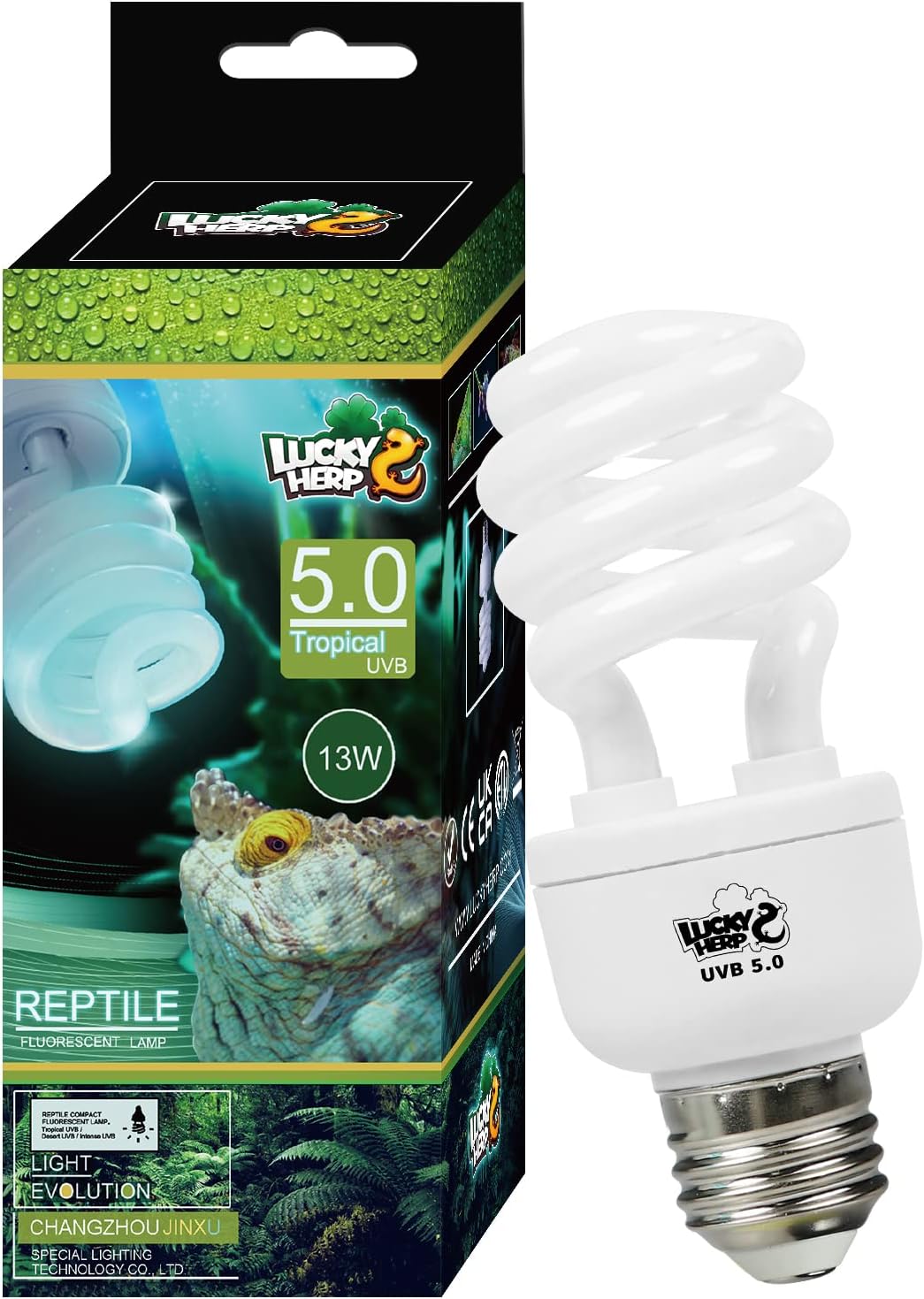 LUCKY HERP Desert UVA UVB Reptile Light Bulb 10.0 13W Compact Fluorescent Lamp