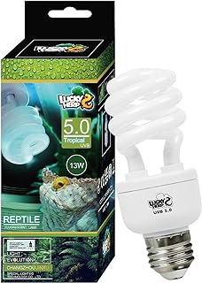 LUCKY HERP Reptile UVA UVB Light 5.0 13W Compact Fluorescent Tropical Terrarium Lamp