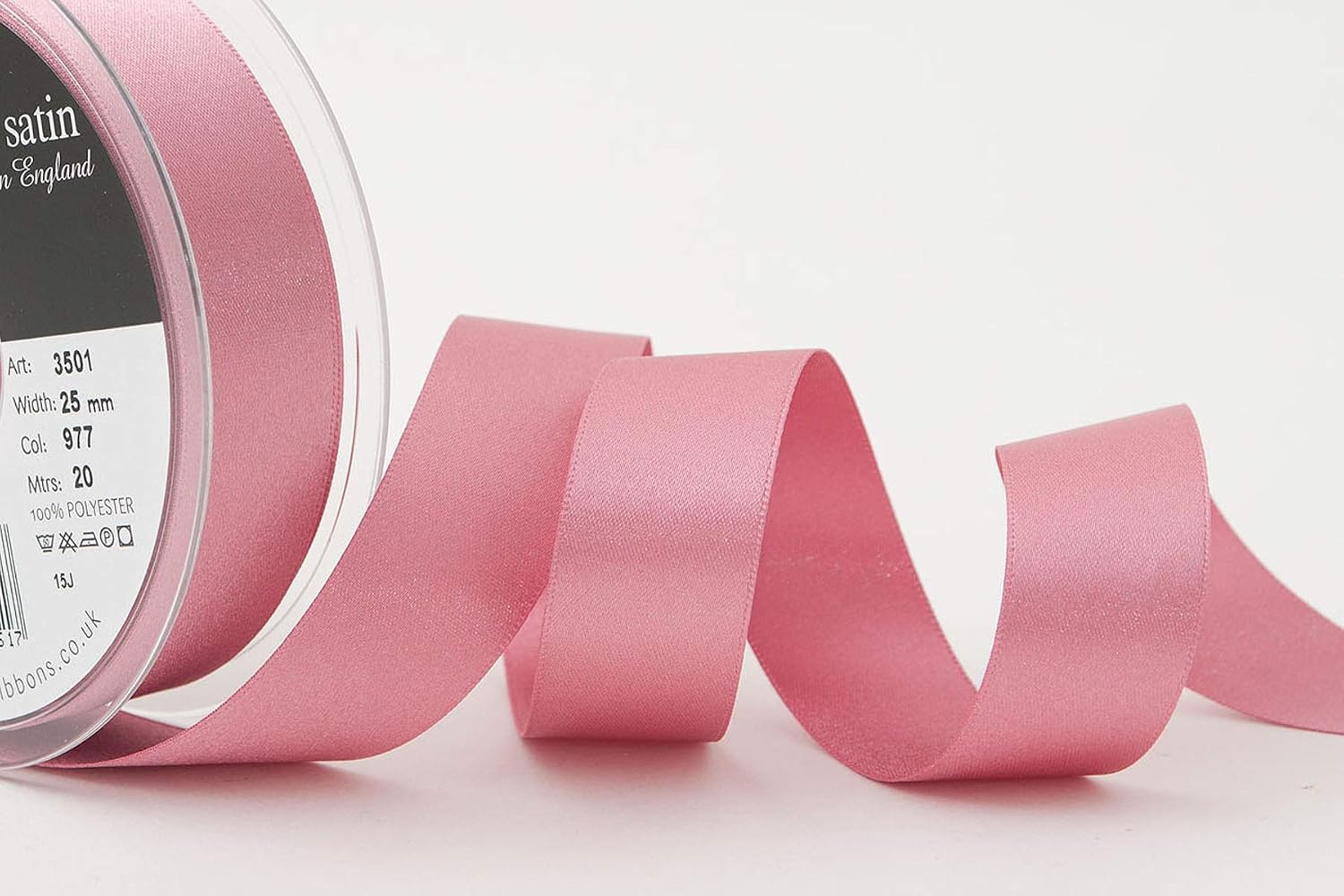 Berisfords Double FACE Poly Satin Ribbon, Mauve, 10.5x10.5x3 cm, 25 mm - Image 3