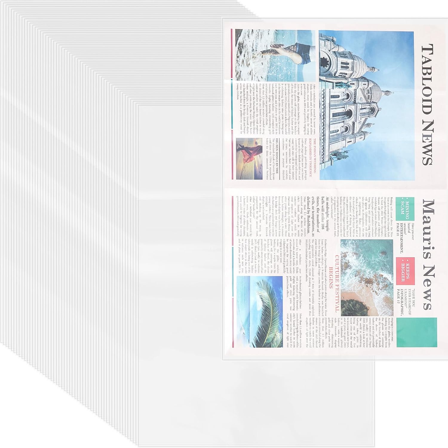 Seajan 100 Pcs 24 x 16 Inch Clear Newspaper Bags Plastic Poly Bags