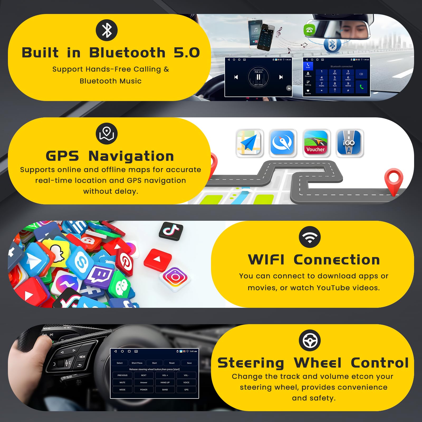Inefala 4G+64G Android 15 Autoradio per VW Polo Golf Caddy Tiguan Touran Passat Seat, 9 Pollici Schermo Stereo Auto Bluetooth con Wireless CarPlay e Android Auto GPS WiFi RDS/FM SWC MIC Retrocamera