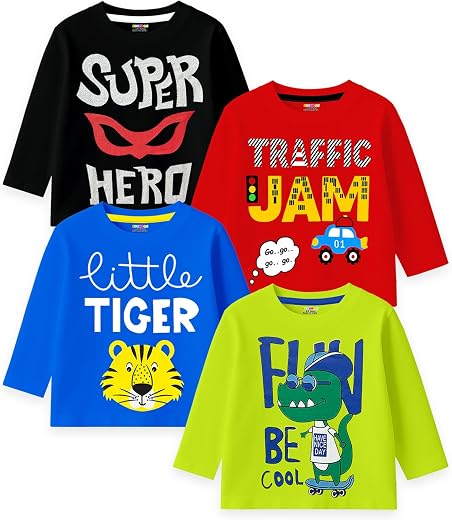 Kuchipoo Boys Full Sleeves Regular Fit Cotton T-Shirt