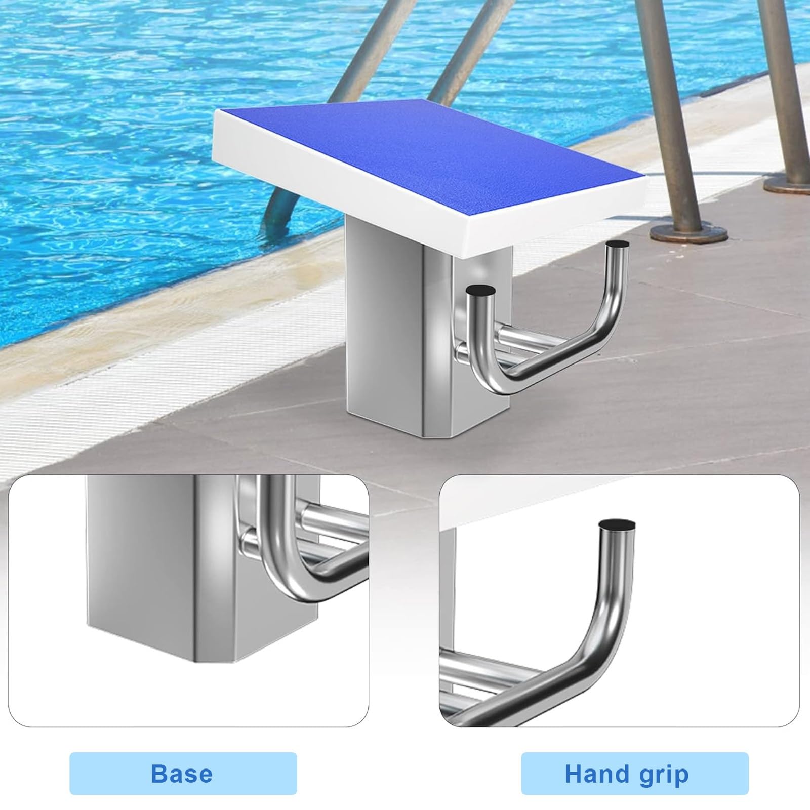 Pool Sprungbrett, Sprungbrett Aus Edelstahl 304 mit Rutschfester Oberfläche, Sprungbrett für Drinnen und Draußen, Inklusive Beschlägen, für Wettkämpfe