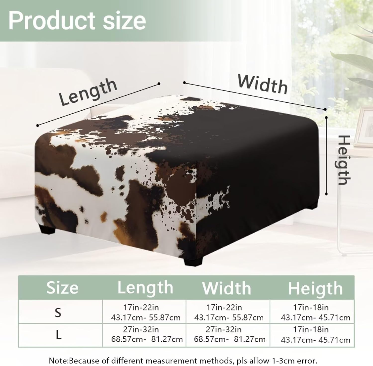 Cow Print Stretch Ottoman Slipcover Square Folding Storage Stool Ottoman Cover Slipcover Chair Covers for Living Room