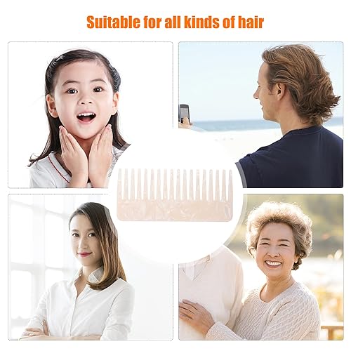 Miniatura 7 de Beaupretty Peine de dientes anchos para desenredar el cabello, sin mango, con bolsillo de acetato, para cabello grueso, rizado, ondulado, húmedo y