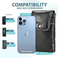 Vista 2 de Hengwin Funda de cuero genuino para teléfono celular para cinturón, funda para cinturón para iPhone 17 Pro Max 16 Pro Max 15 Pro Max 14 Pro Max