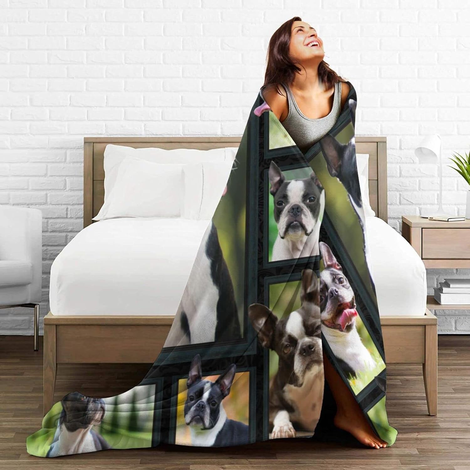 Cute Boston Terrier Dog Black Lovely Dog Printed Ultra-Soft Throw Blanket Home Decorative Blanket for Living Room Bed Sofa - Image 7