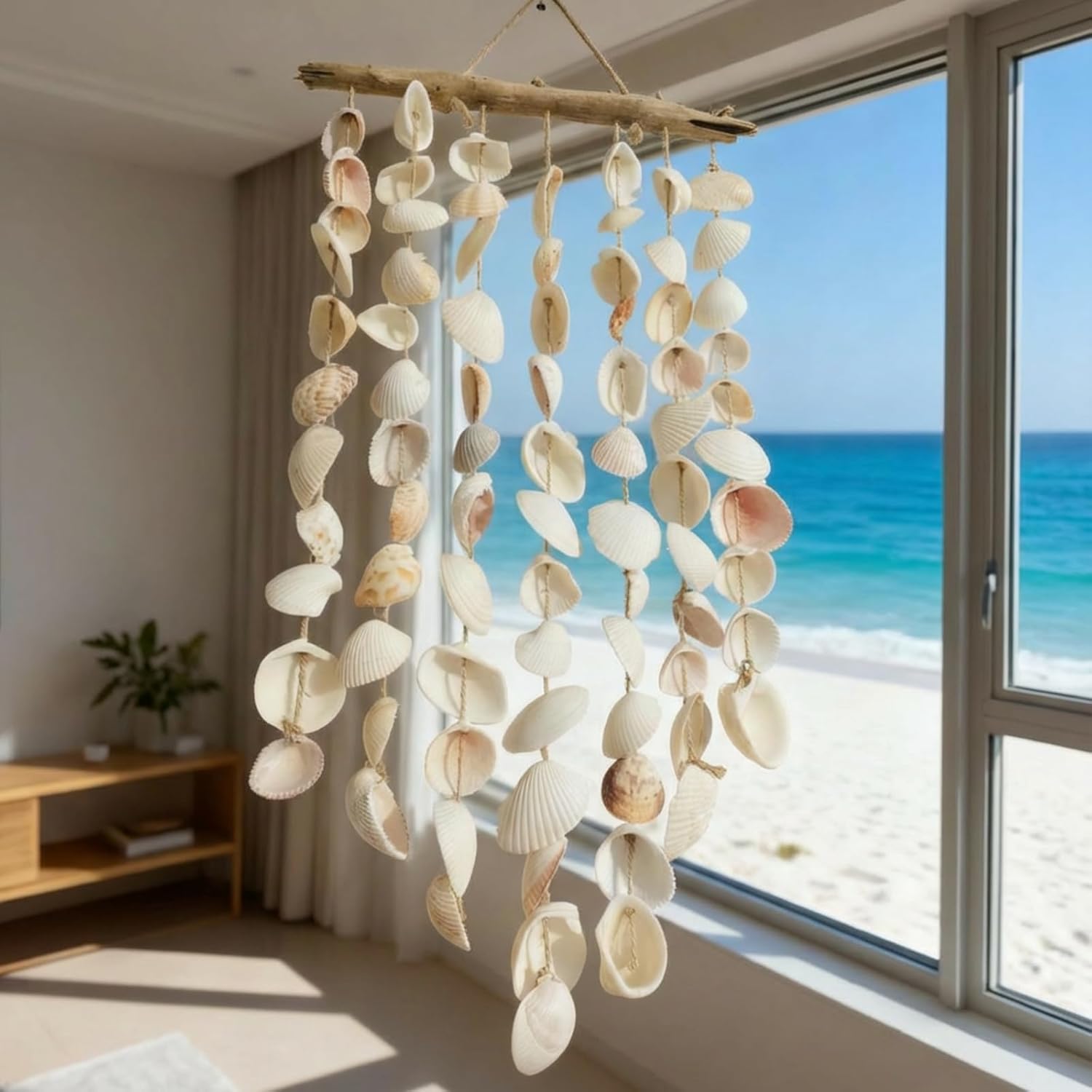 Novabright Beach Seashell Wall Hanging Decor Beach Room Decor Farmhouse Rustic Coastal Decorations Coastal Wall Art for Living Room, Bedroom and Dining