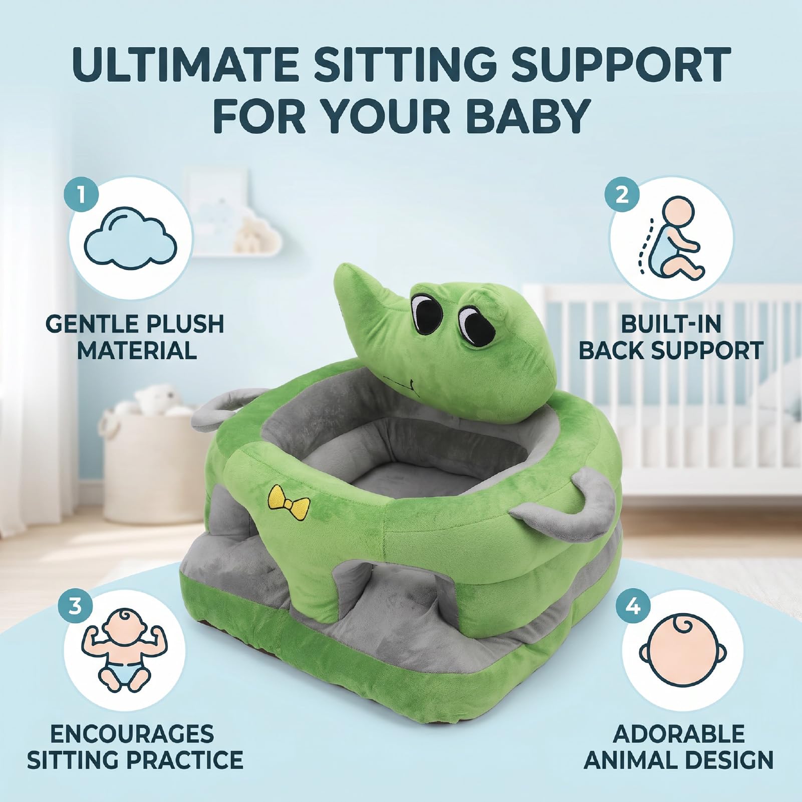 Bewinner Seggiolino per Bambini in Peluche, Simpatico Cartone Animato, Animale, con Supporto per la Schiena, Sedia da Terra, Divanetto per Sedersi, Morbidi Mobili in Peluche per Bambini Piccoli e