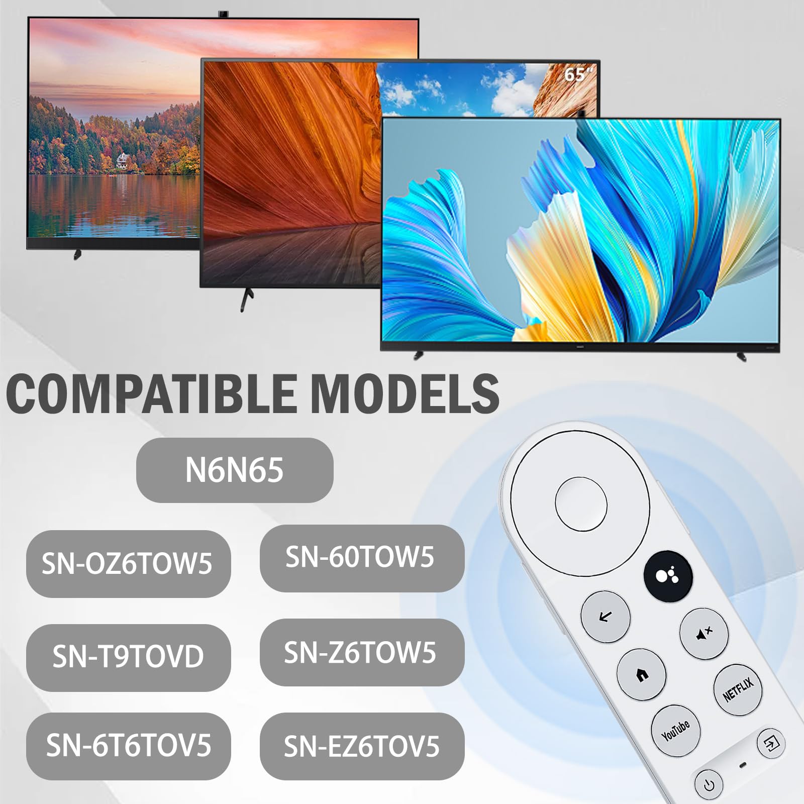 Télécommande pour Chromecast Google TV, Telecomando Bluetooth Vocale, pour Google Chromecast 4K、HD、Streaming Stick, Con Tasti di Scelta Rapida per YouTube e Netflix (Solo Telecomando)