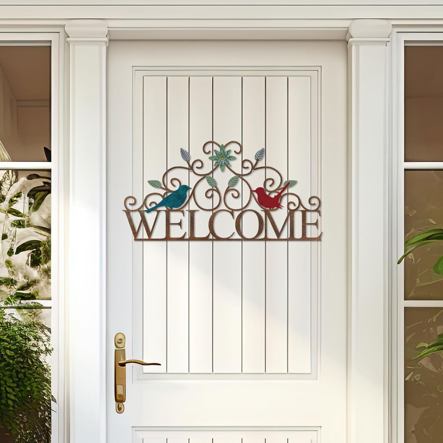 ShxTrade Metal Welcome Wall Art Sign for Front Door