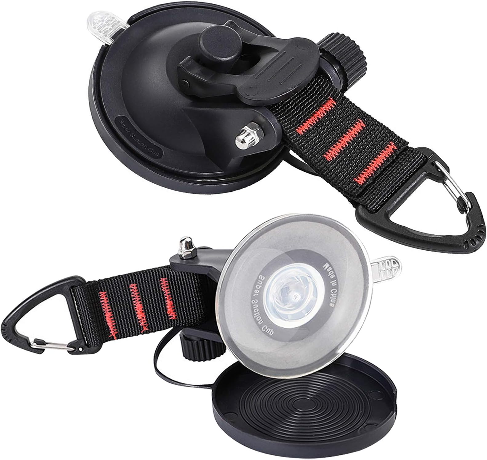 CONBOLA Suction Cups Hooks Heavy Duty Camper Accessories Car Camping Essentials Tie Down 2 Pieces Suction Cup with Securing Hook Strong Power for Car Awning Boat SUV Tent Window Glass.(2 pcs)