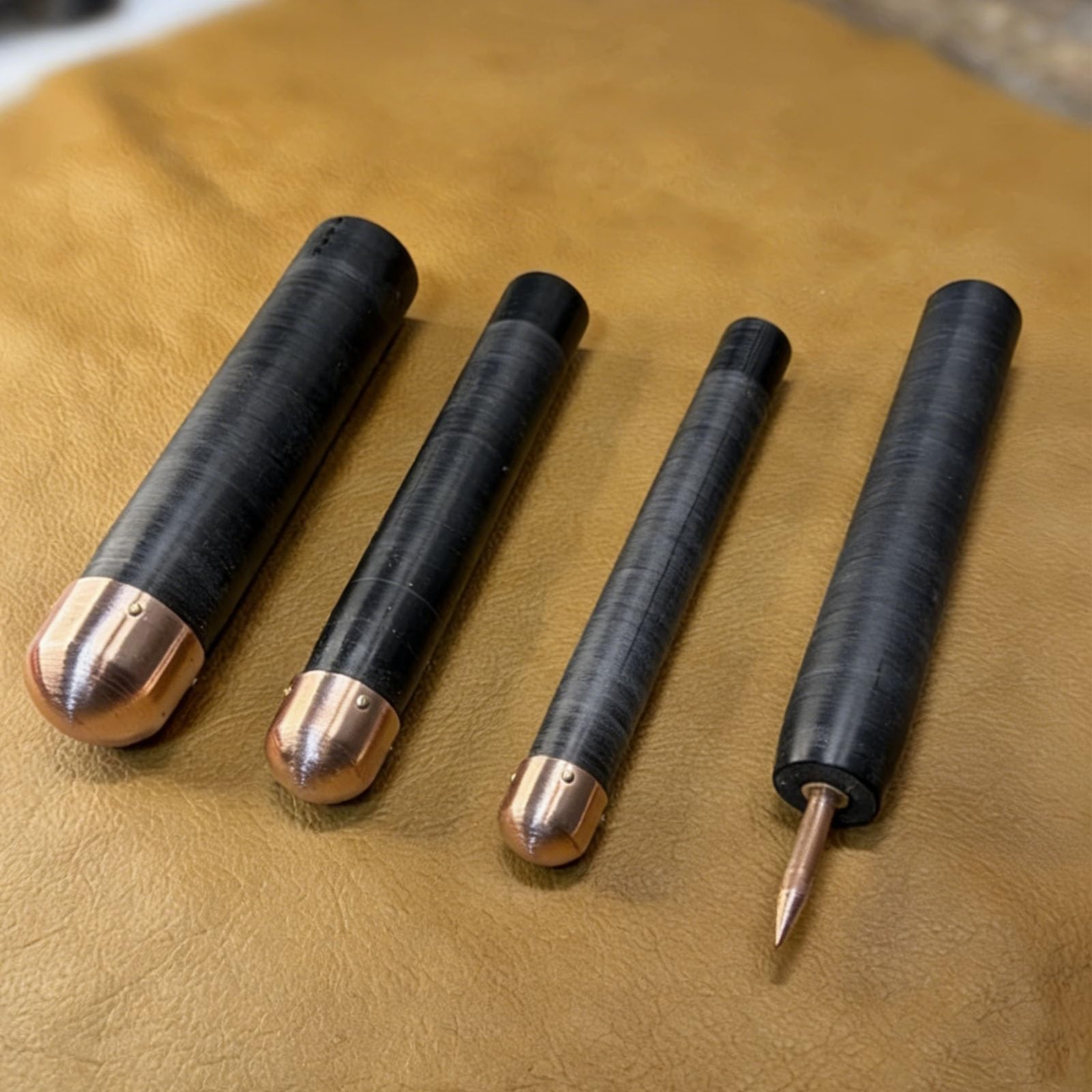 Strumenti per la desquamazione dell'ossidiana, kit in rame con manico in legno di faggio, sfaldatrice ergonomica a pressione per modellare con precisione cristalli di ossidiana, pietra focaia e opale