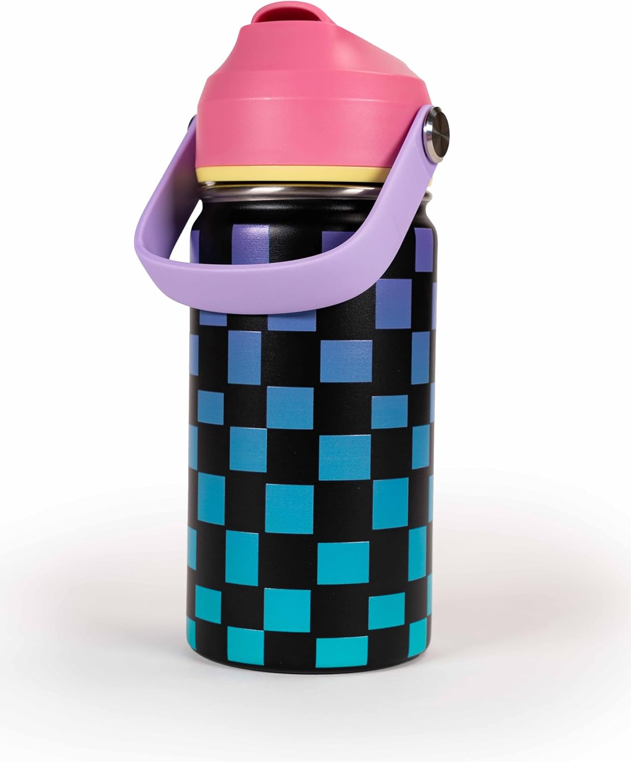 A for Adley Back to School Water Bottles Collection From 2025. 12oz Stainless Steel Insulated Water Bottles With Bottle Cleaner (Adley's Awesome Checkered)