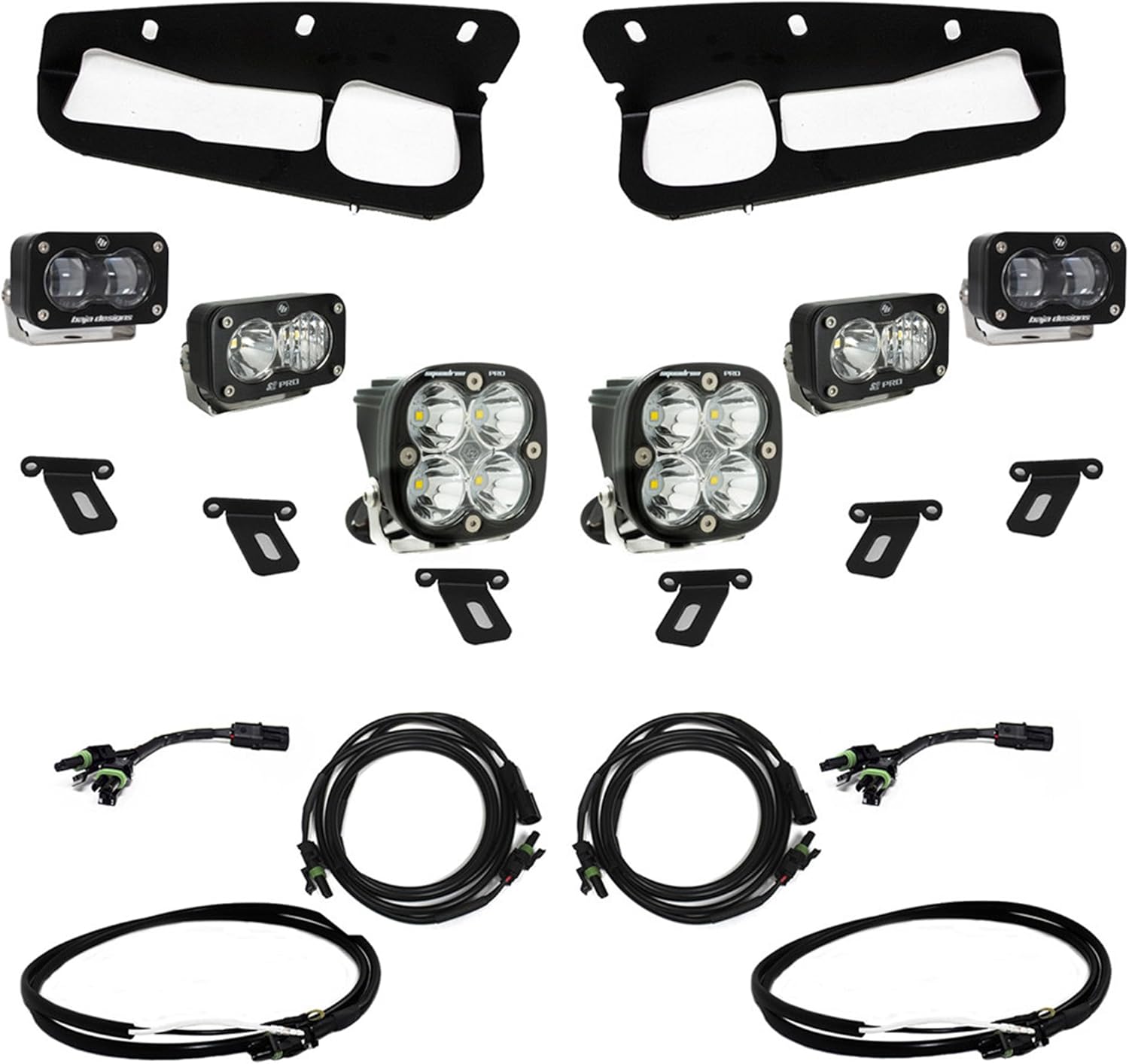 Baja Designs S2 SAE PRO Fog Pocket Kit for Ford Bronco 2021+ Steel Bumper, Upfitter Harness, 6 PCS LED (Clear)