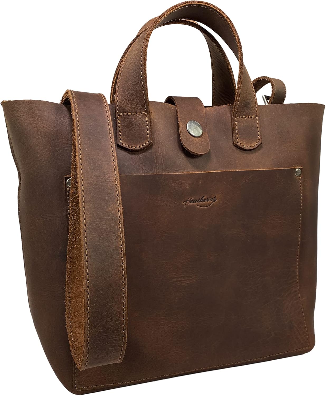 Heather's, Bolso bandolera con bolsa hecha a mano de cuero de grano completo, bolso espacioso, bolso elegante, estilo vintage, viajes y compras,