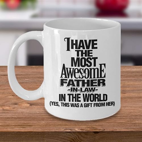 Miniatura 3 de Taza de café con texto en inglés "I Have the Most Awesome Father-in-Law in the World, regalo para cumpleaños, Navidad, día del padre, ideal para