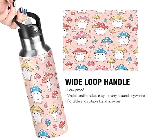 Miniatura 4 de BPA-Free Sports Water Bottle with Straw 20 Oz, Insulated Stainless Steel Water Bottle with Straw for Gym Outdoor Travel School, Cute Cartoon