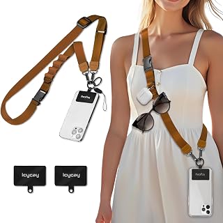 Phone Lanyard Crossbody, Brown Cell Phone Strap for Around The Neck Adjustable, Minimalist Teacher Anti Theft Cute Lanyard for iPhone Case ID Holder Keys Accessories Travel Essential