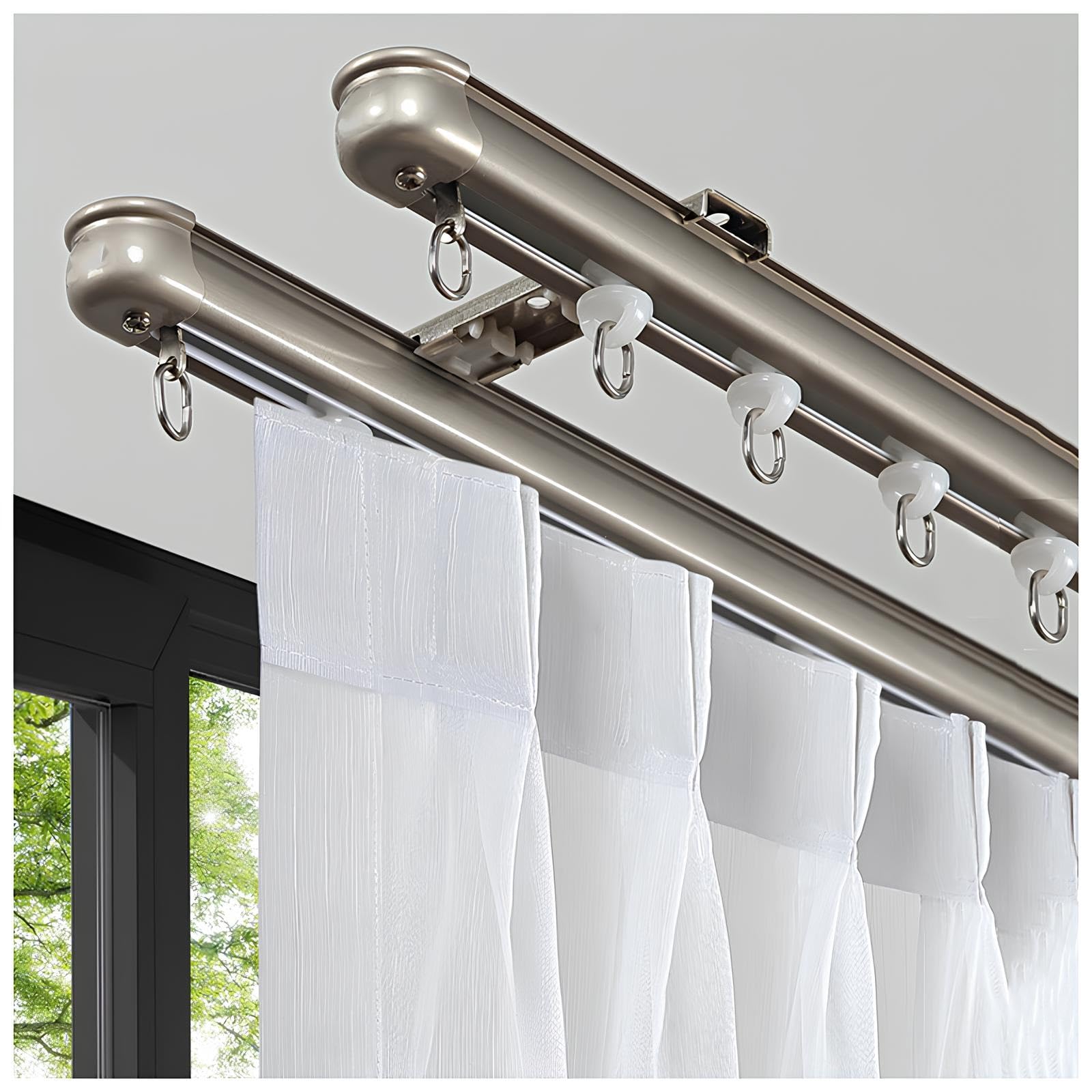 Barra de montaje en techo y pared gris de 130 cm para separar ambientes con fluidez