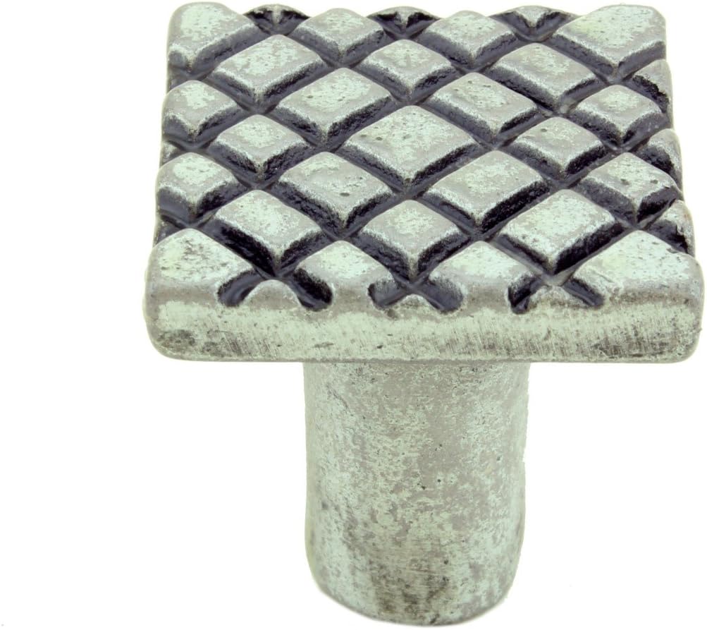 Renovators Supply Manufacturing Iron Cabinet Knob Pewter Finish Square Diamond Cabinet Hardware Pack of 4