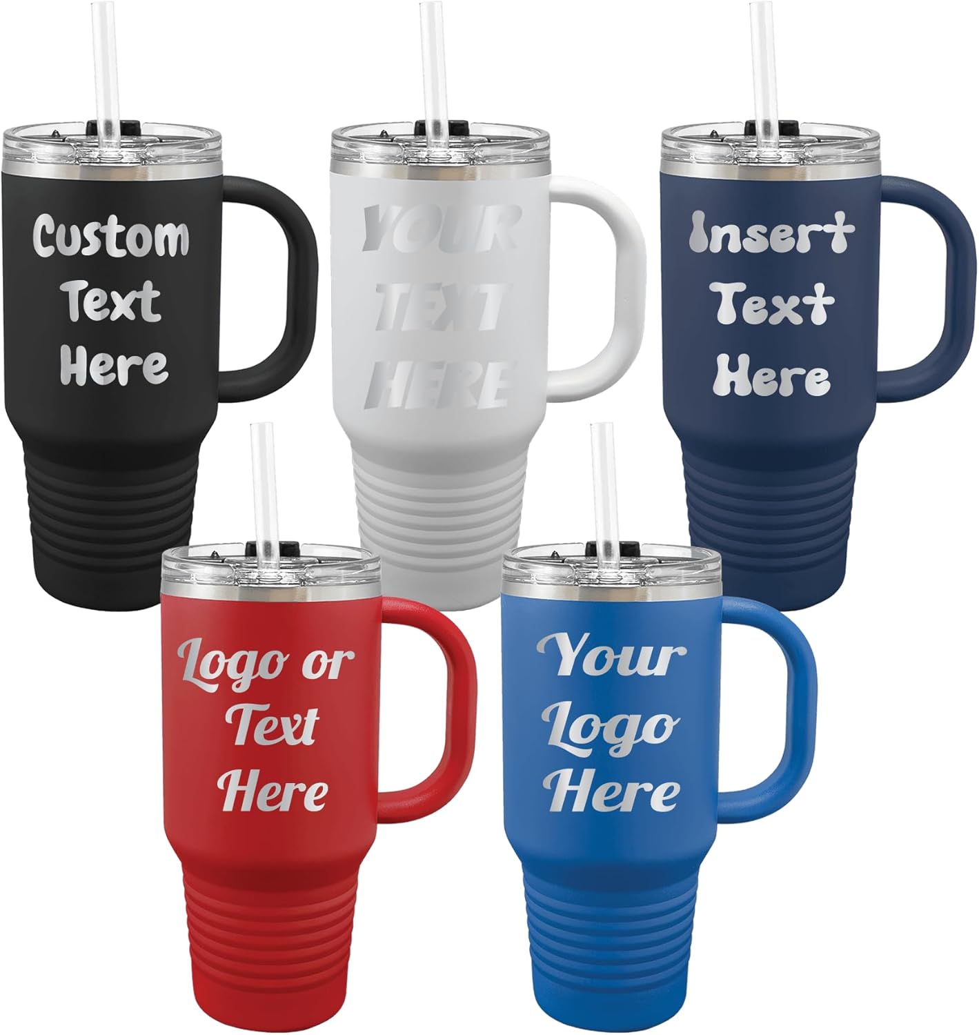 Personalized 32oz Tumbler With Handle, Custom Cup With Lid And Straw, Customized Laser Engraved With Name, Logo or Text, Etched Travel Cups