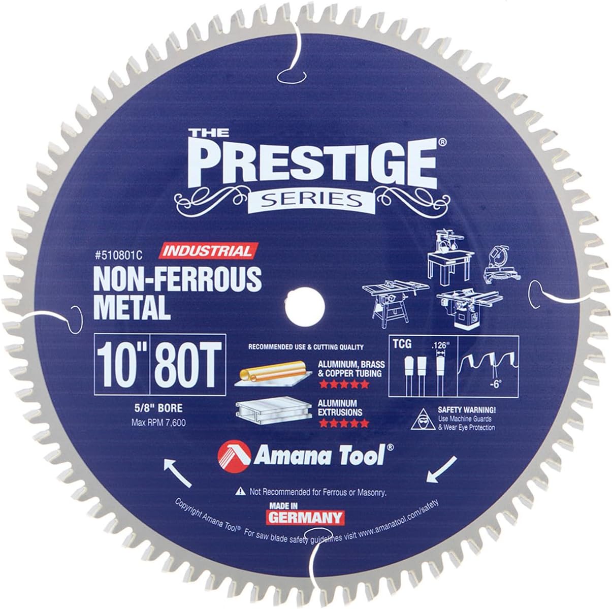 Amana Tool - 510801C Carbide Tipped Aluminum & Non-Ferrous Metals 10" Di