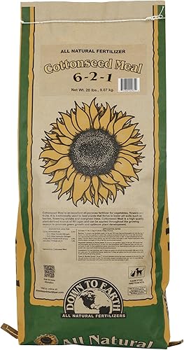 Down to Earth - Fertilizante natural de semillas de algodón 6-2-1, 20 libras