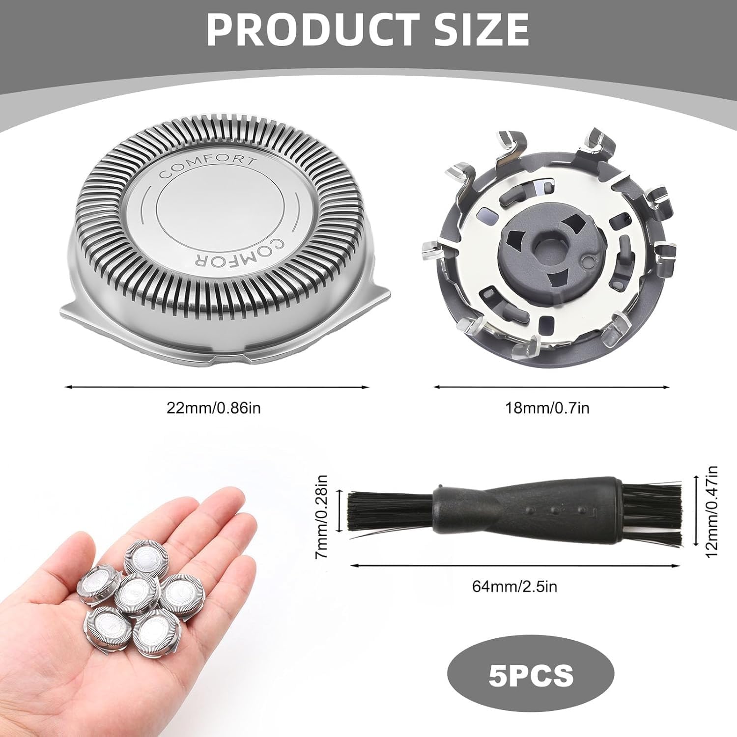 Set di 6 Testine di Rasatura di Ricambio Compatibili Con Philips Sh50/30 Serie 3000 2000 1000 Aquatouch At8xx At7xx Pt7xx, Spazzola per La Pulizia Accessori