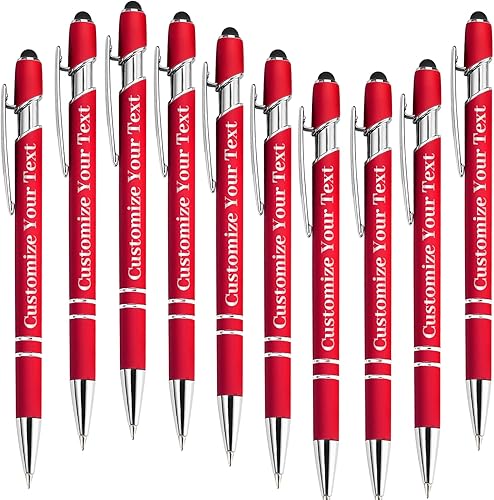 Fadace Hasta 500 bolígrafos personalizados a granel con lápiz capacitivo, juego de bolígrafos de grabado sin lápiz capacitivo, texto con tu nombre,
