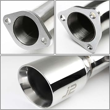 J2 Engineering J2-CBE-OS-064 Muffler CatBack Exhaust System [ متوافق مع 12-15 Honda Civic 2-Dr Coupe ، لا تناسب طرازات Si ]