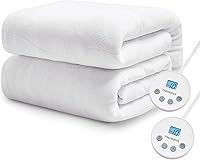 Thermylux Queen Electric Mattress Pad Quilted Wave Dual Zone 10 Heat Settings 12Hr Auto-Off Fits 18" Deep Coral Fleece ETL Certified