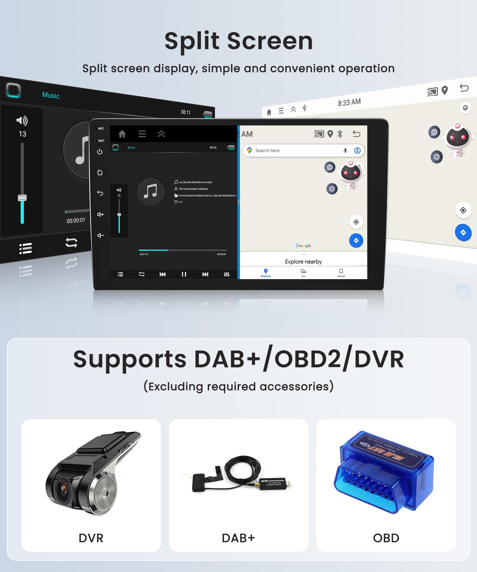 Autoradio Android 2 Din Pour Peugeot 407 2004-2011 - 9" Écran Tactile - 2Go+64Go - Carplay/Android Auto - GPS, DAB+, Caméra Recul