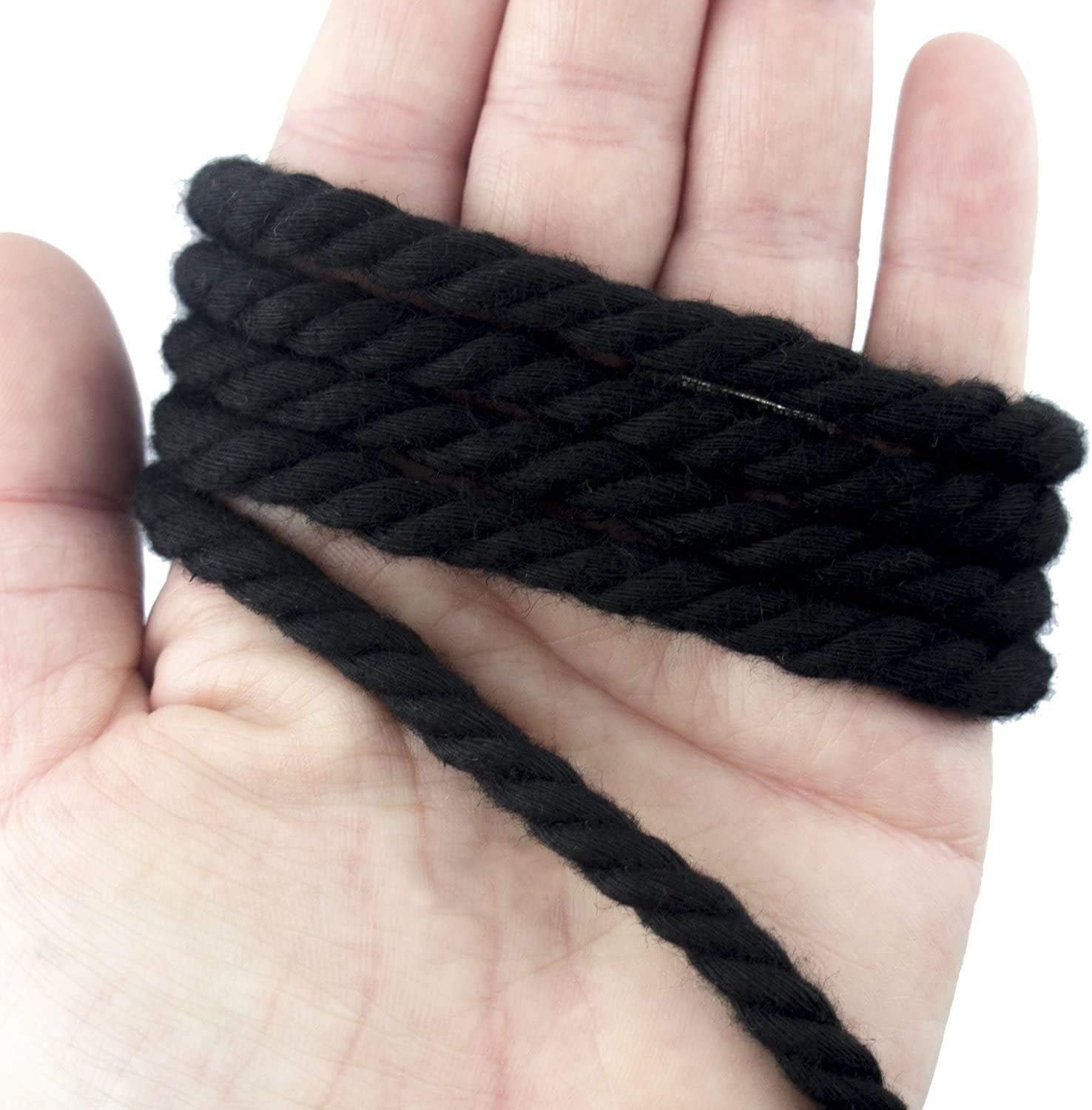 HAND® Black Rope Trim for Garment, Accessory and Soft Furnishing Embellishment - 6 mm Diameter - 3 Metres