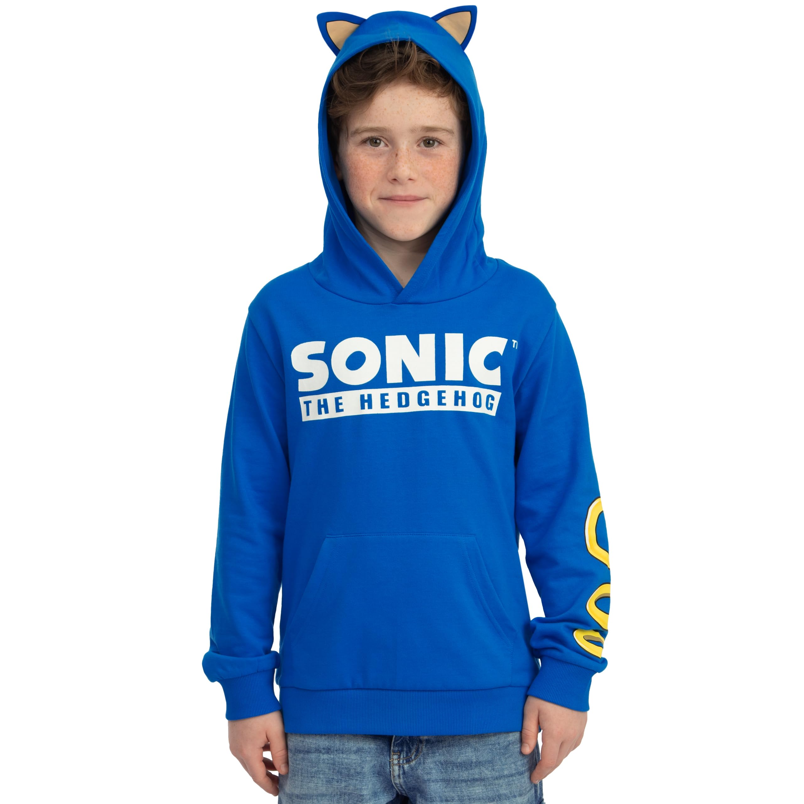 Sonic The Hedgehog Felpa Bambino, Felpa con Cappuccio Gamer con Orecchie 3D